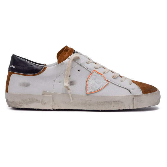 Philippe Model PRSX Bianco Sneakers Uomo Suola Effetto Vintage