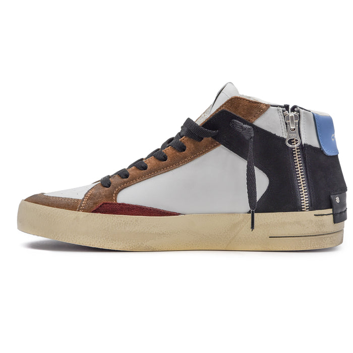 Sneakers Basket Crime Uomo SK8 Delux Mid Bianco Effetto Vintage