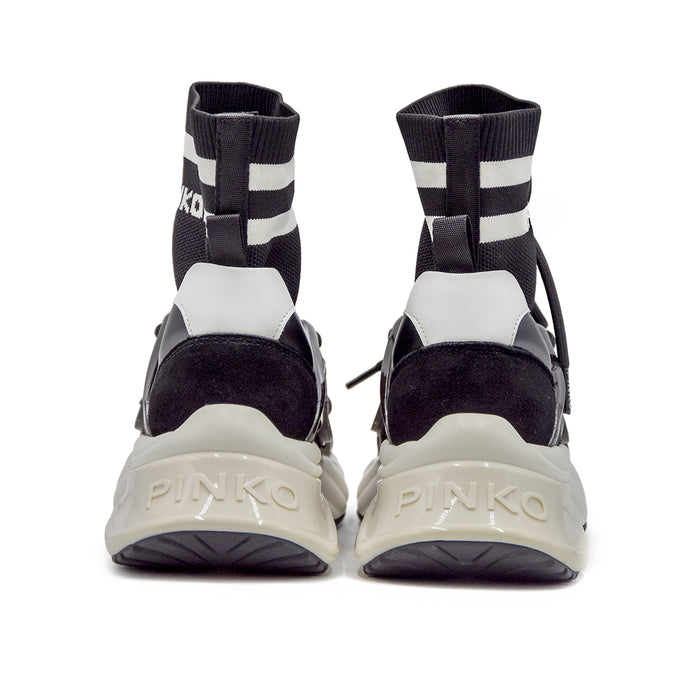 Sneakers Pinko Ariel Nero Dettaglio Effetto Calzino A Righe Donna