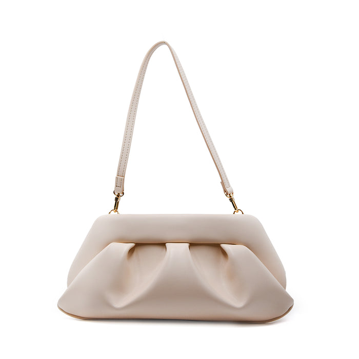 Borsa Themoirè Emera Vegan Shell Clutch Elegante Beige Chiaro