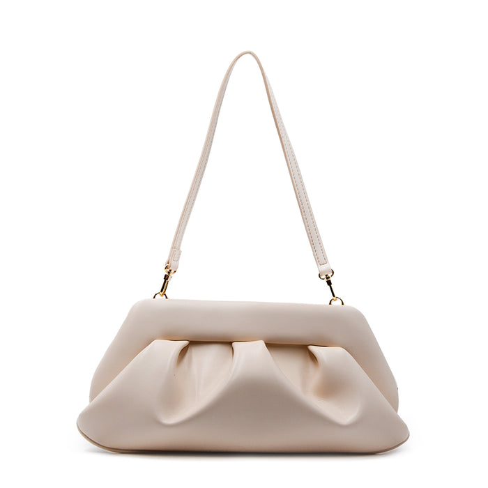 Borsa Themoirè Emera Vegan Shell Clutch Elegante Beige Chiaro