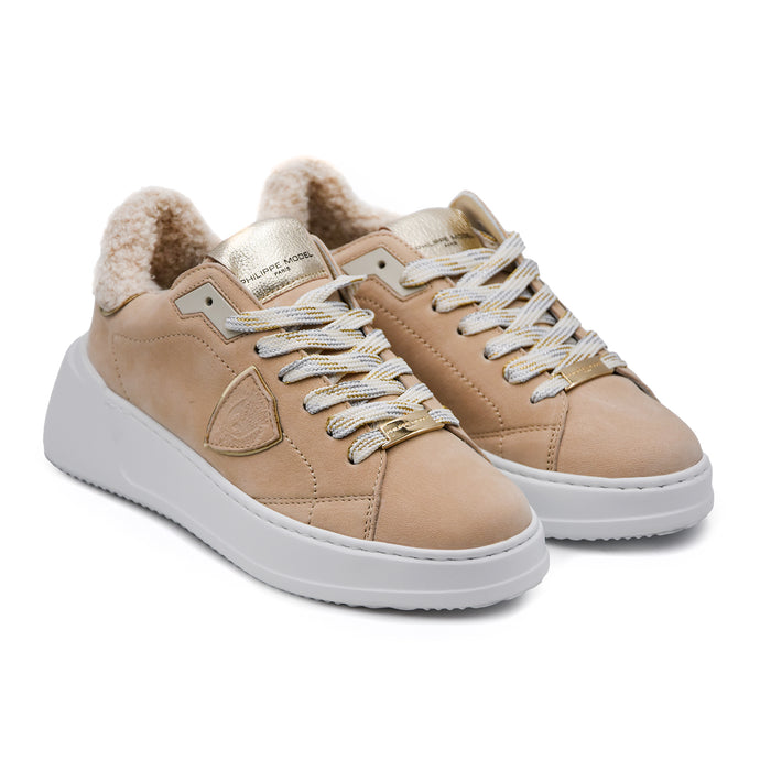 Philippe Model Sneakers Temple Beige Con Interno Calda Lana Donna