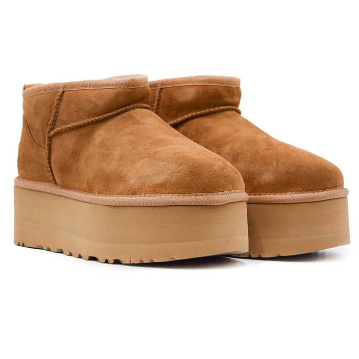 Ugg Ultra Mini Platform Chestnut Women's Wool Blend Ankle Boots