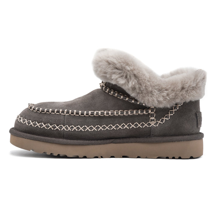 Ugg Ultra Mini Alpine Stivaletti Donna Grigio Con Montone A Vista