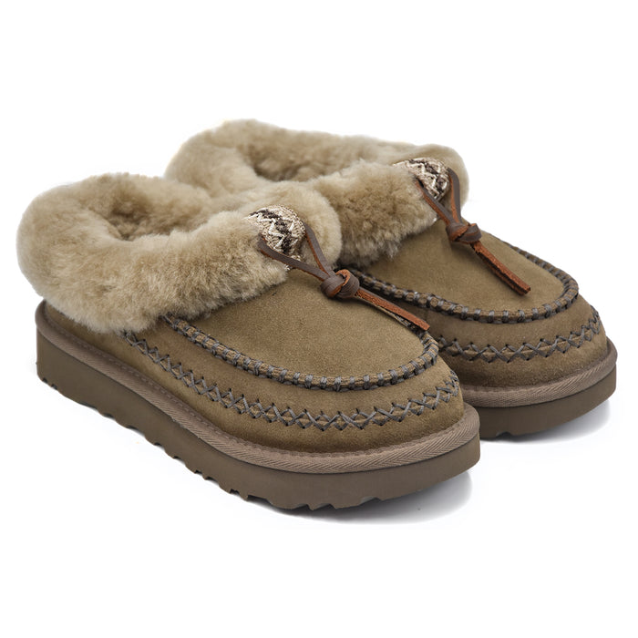 Sabot Ugg Fango Tasman Alpine Con Laccio In Pelle Fisso Donna