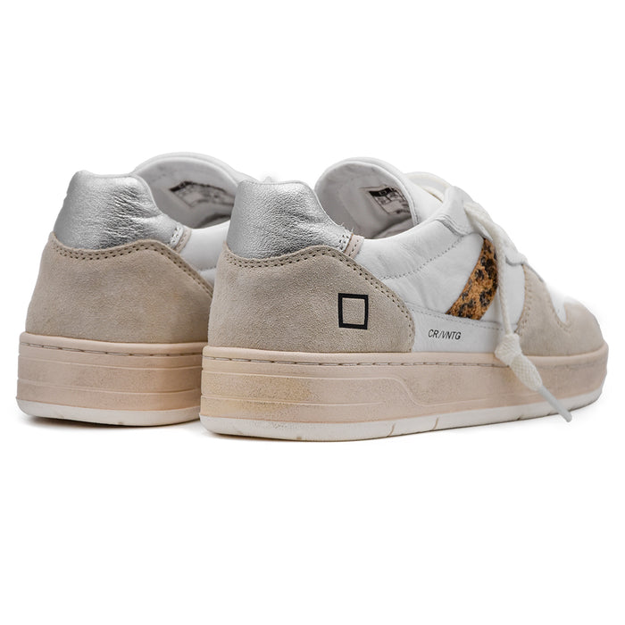 D.A.T.E. Court Sneakers Donna Bianco Con Banda Laterale Animalier