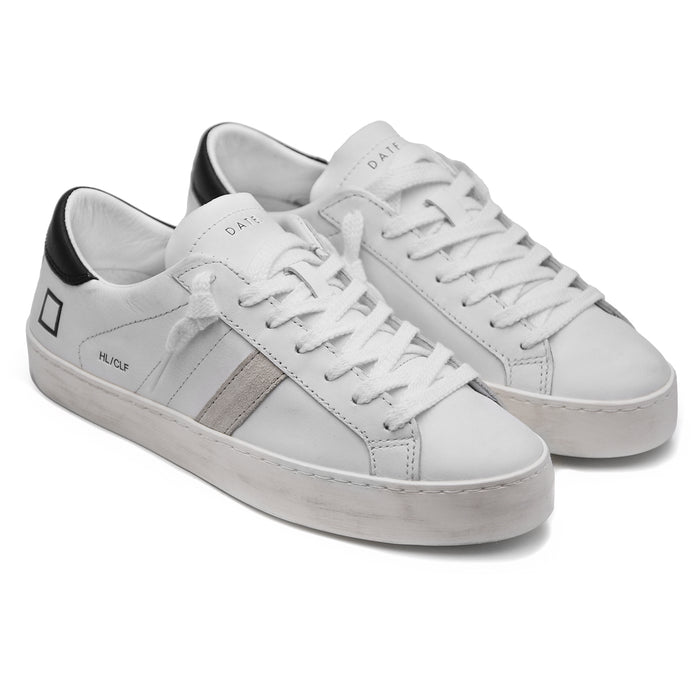 DATE Women's Hill Low Sneakers White Black Low Profile